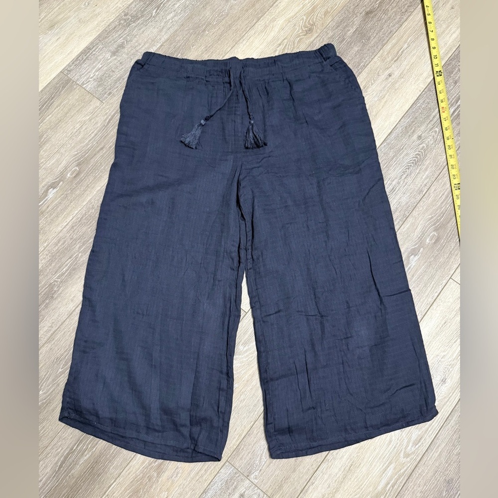 #14) NWT Cupio Navy blue 100% Cotton Wide-Leg Crop Pants XL